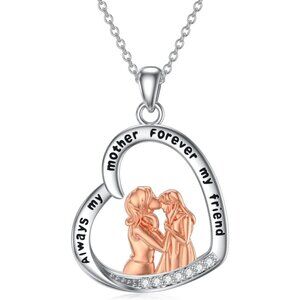 Elegant Silver Diamond Heart Pendant Necklace for Mother's Day & Birthdays